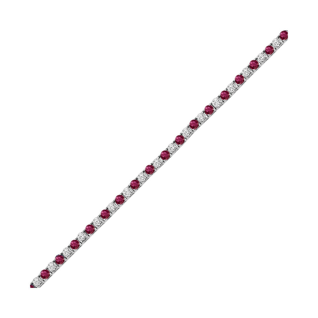 14Kt White Gold Diamond 2 1/5Ctw & Ruby 2 1/2Ctw Bracelet