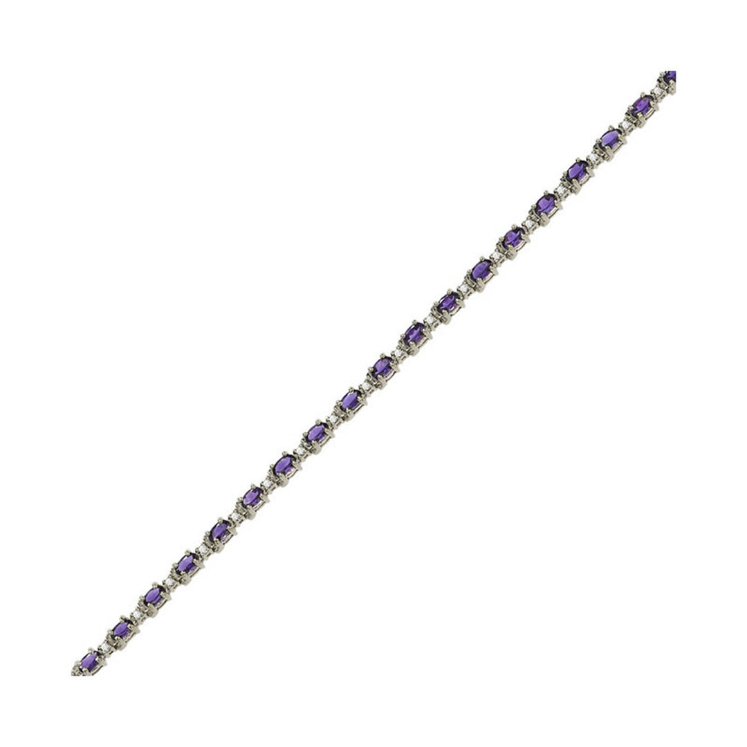 14Kt White Gold Diamond 3/8Ctw & Amethyst 8 1/3Ctw Bracelet