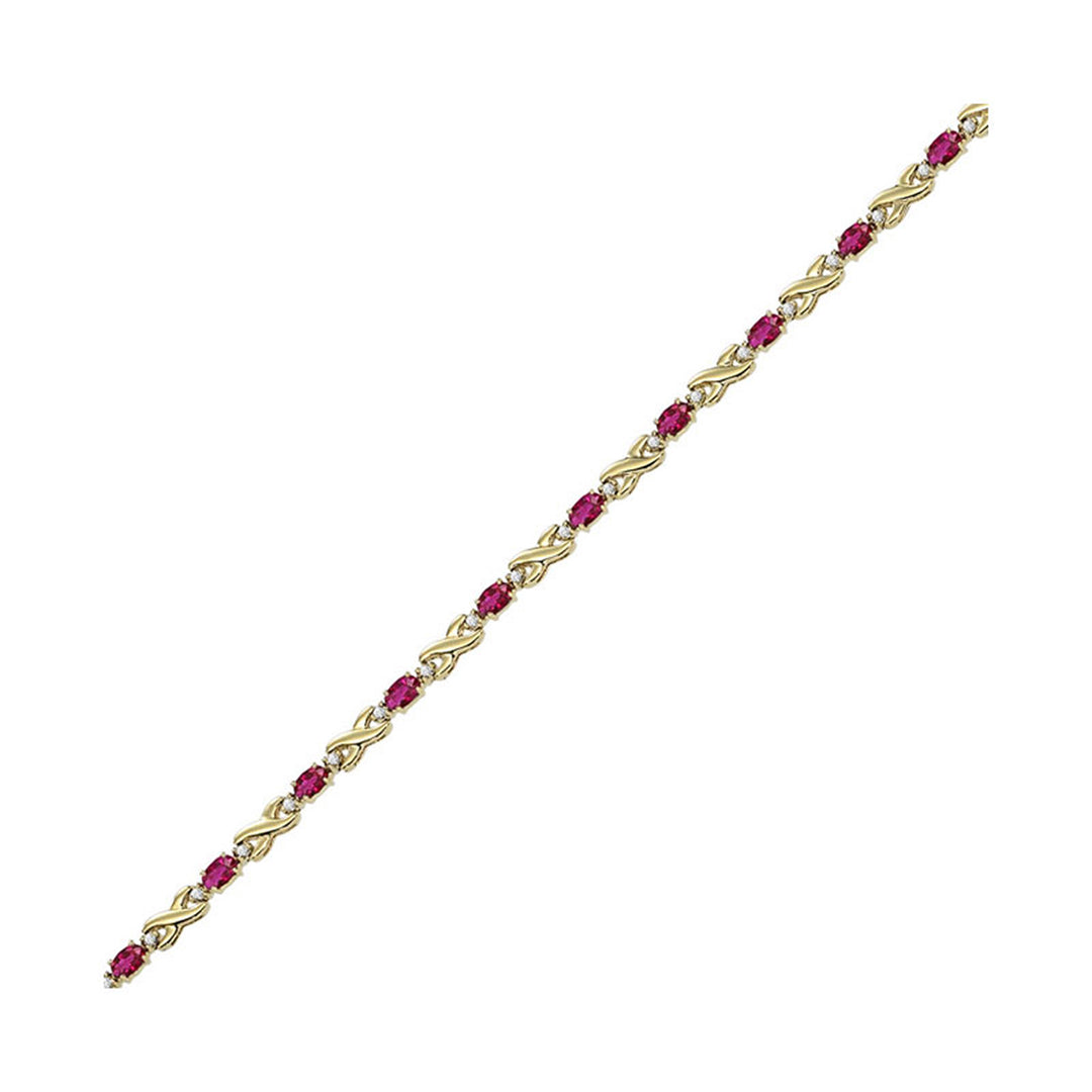 14Kt Yellow Gold Diamond 1/2Ctw & Ruby 3 7/8Ctw Bracelet