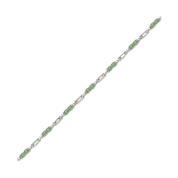 14Kt White Gold Diamond 1/4Ctw & Emerald 2 1/6Ctw Bracelet