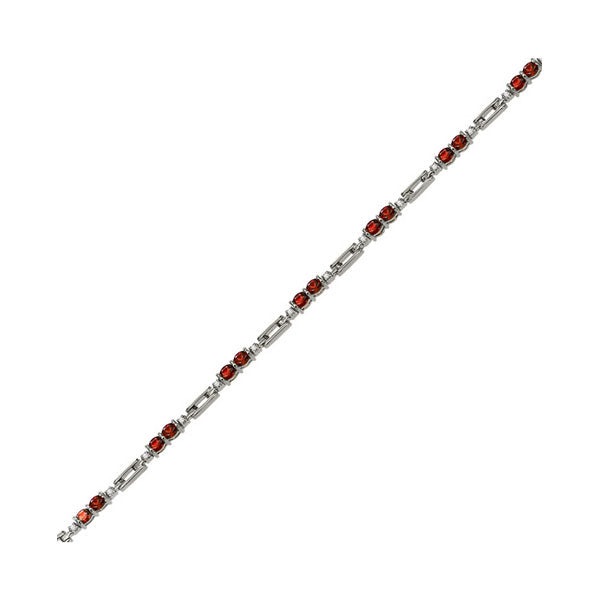 14Kt White Gold Diamond 1/4Ctw & Ruby 2 7/8Ctw Bracelet