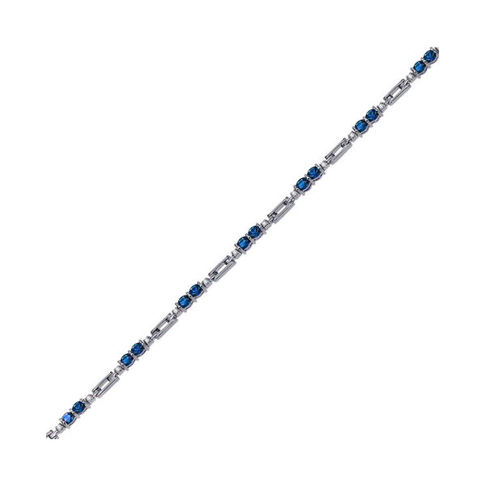 14Kt White Gold Diamond 1/4Ctw & Sapphire 3Ctw Bracelet