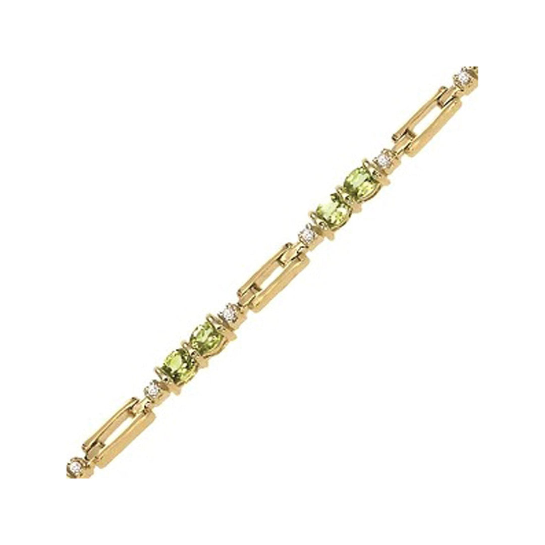 14Kt Yellow Gold Diamond 1/5Ctw & Peridot 2 1/2Ctw Bracelet