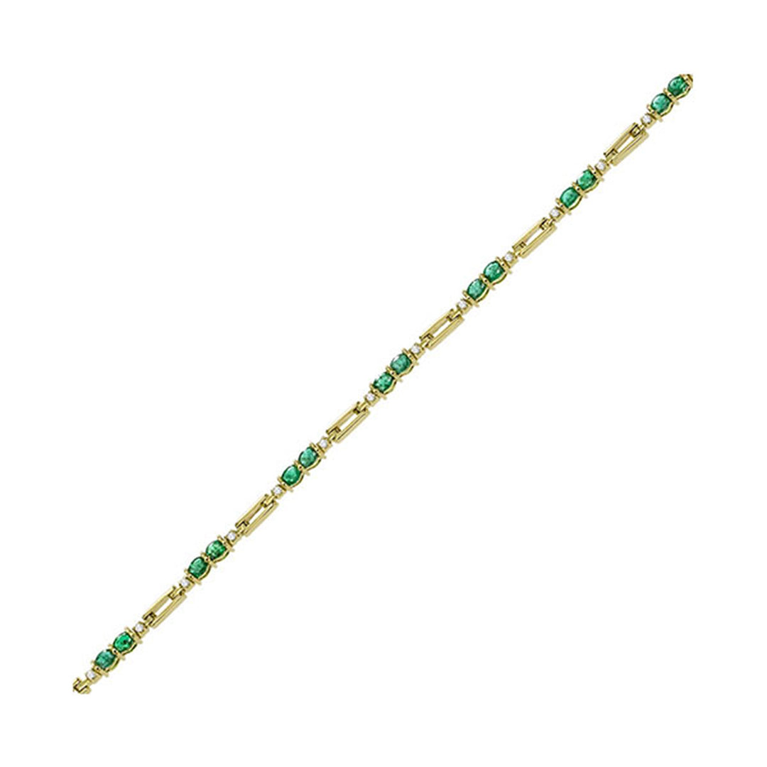 14Kt Yellow Gold Diamond 1/4Ctw & Emerald 2 1/3Ctw Bracelet