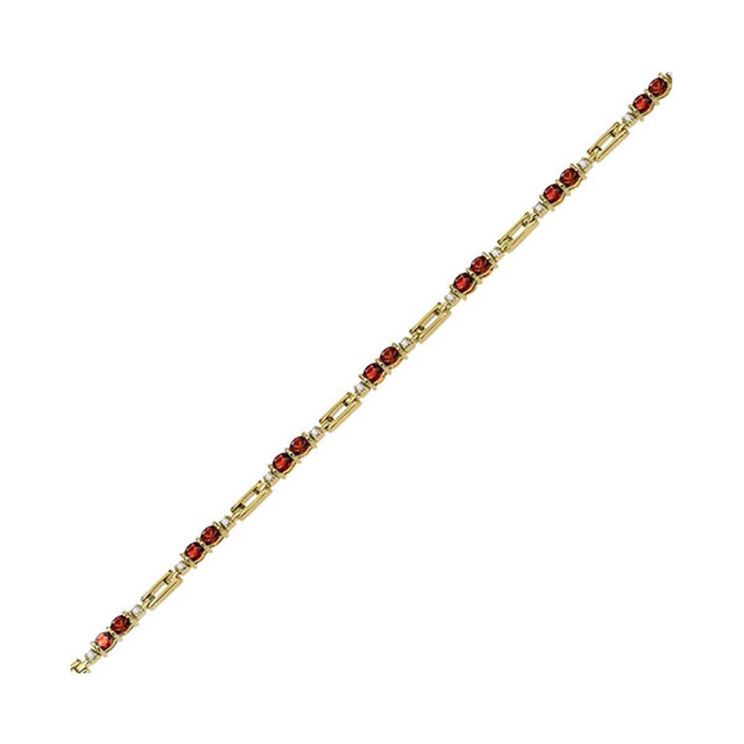 14Kt Yellow Gold Diamond 1/4Ctw & Ruby 3 5/8Ctw Bracelet