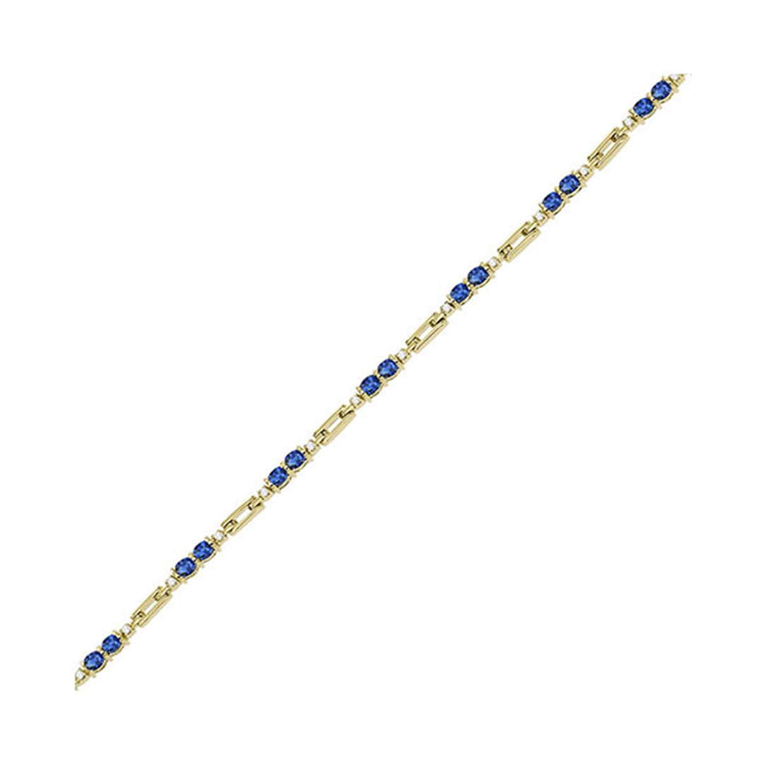 14Kt Yellow Gold Diamond 1/4Ctw & Sapphire 3 1/5Ctw Bracelet