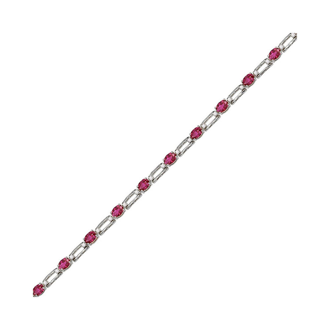 14Kt White Gold Diamond 3/8Ctw & Ruby 6 1/3Ctw Bracelet