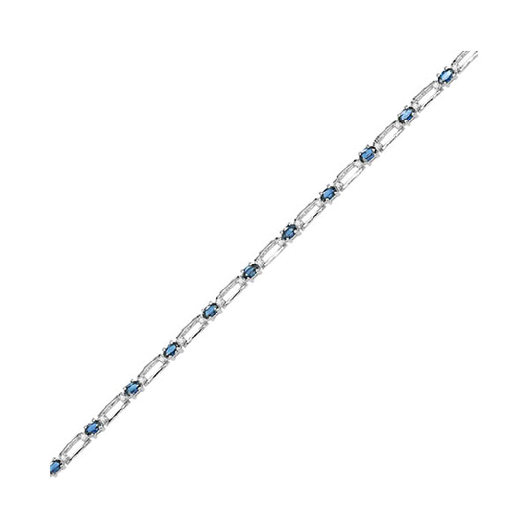 14Kt White Gold Diamond 3/4Ctw & Sapphire 3 3/4Ctw Bracelet