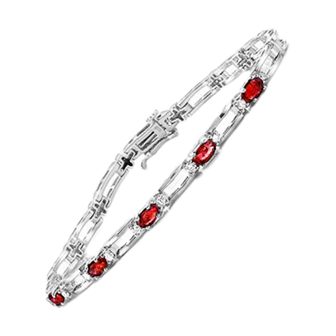 14Kt White Gold Diamond 1/5Ctw & Ruby 1 1/4Ctw Bracelet