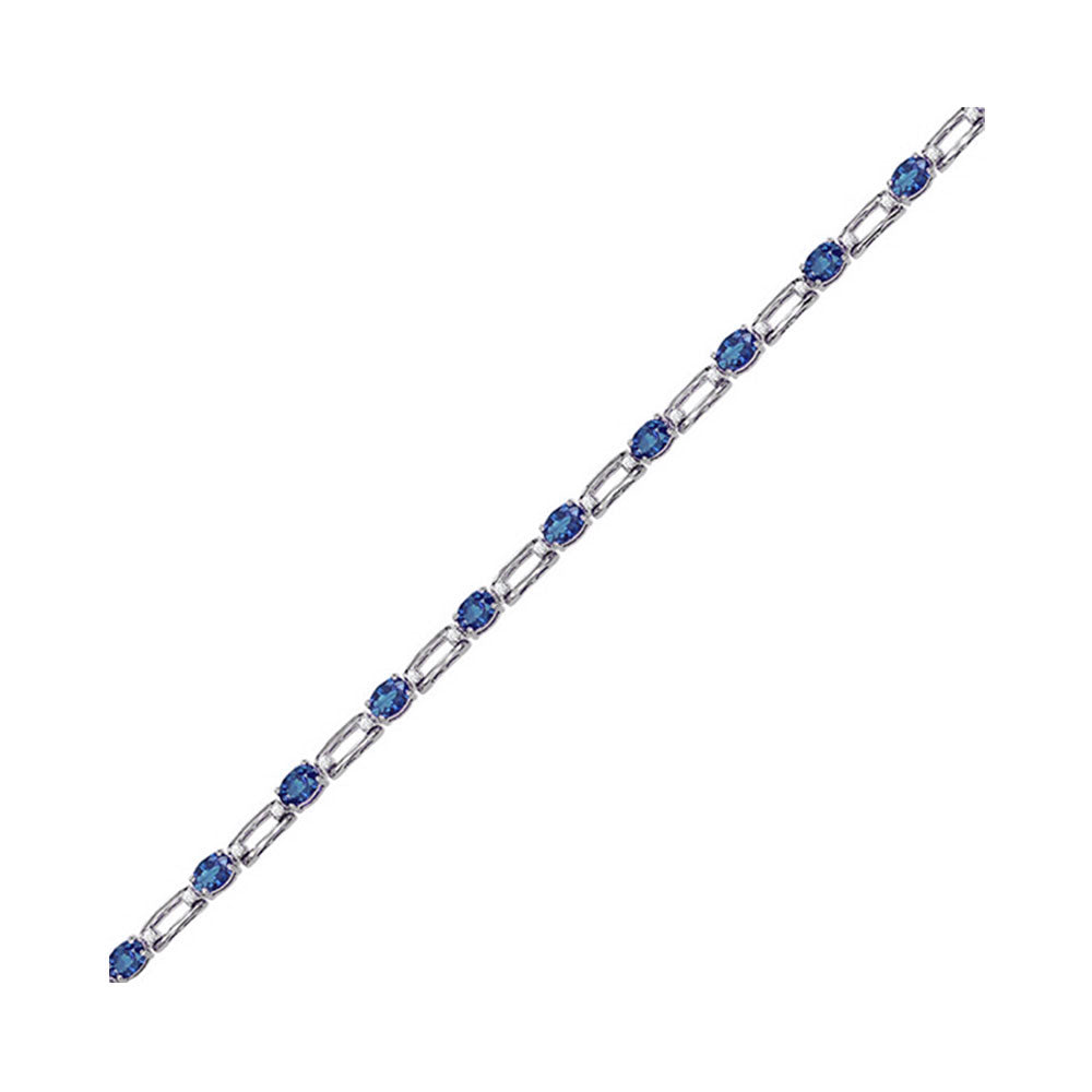 14Kt White Gold Diamond 1/5Ctw & Sapphire 1 3/4Ctw Bracelet