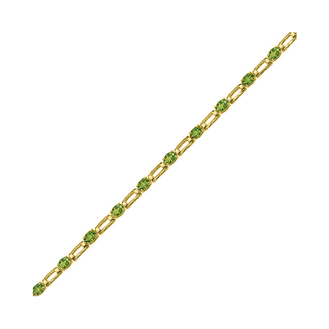 14Kt Yellow Gold Diamond 1/5Ctw & Peridot 1 1/2Ctw Bracelet