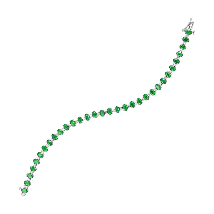 14Kt White Gold Diamond 1Ctw & Emerald 7Ctw Bracelet