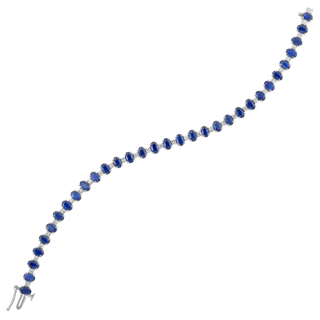 14Kt White Gold Diamond 1Ctw & Sapphire 8Ctw Bracelet