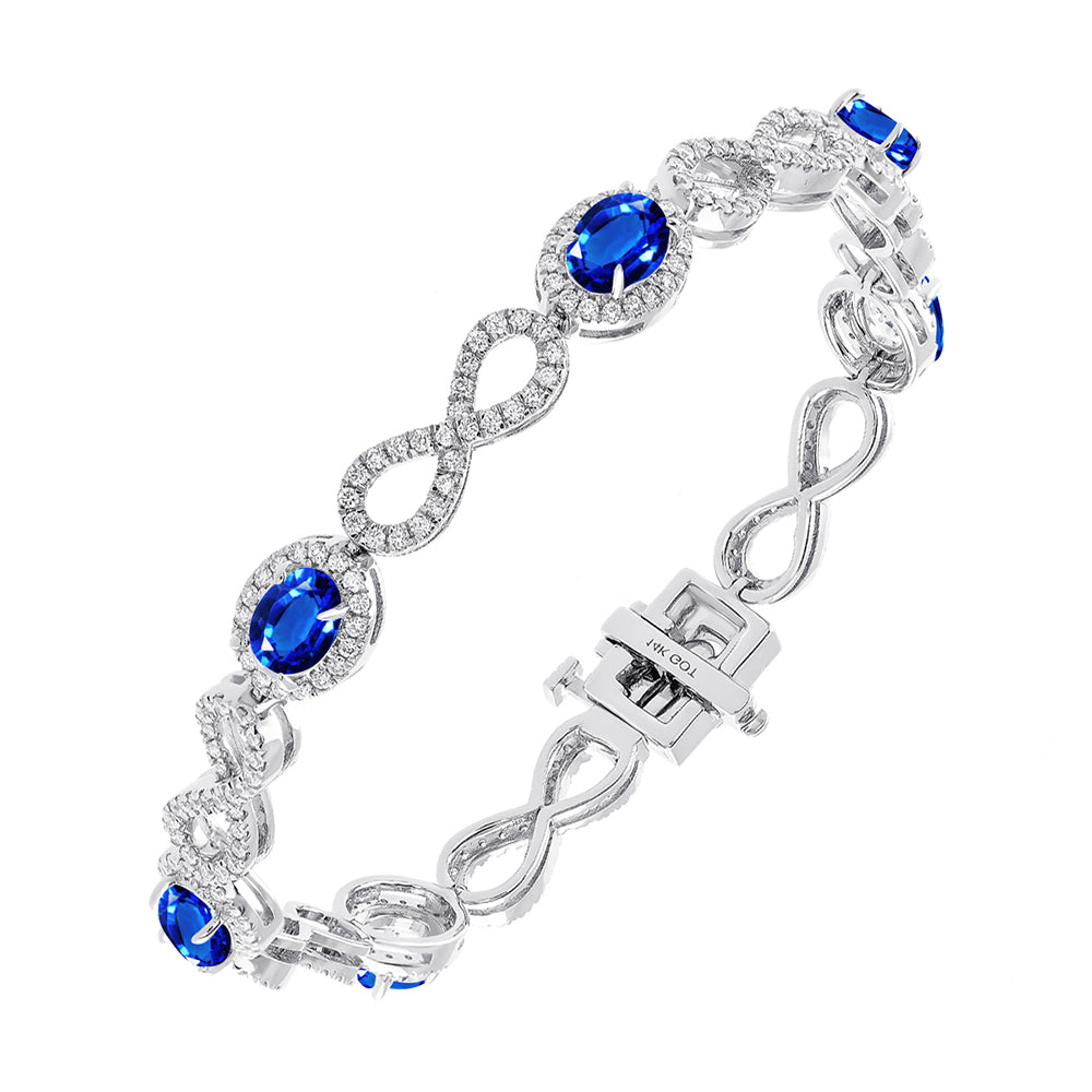 14Kt White Gold Diamond 1 7/8Ctw & Sapphire 7 1/10Ctw Bracelet