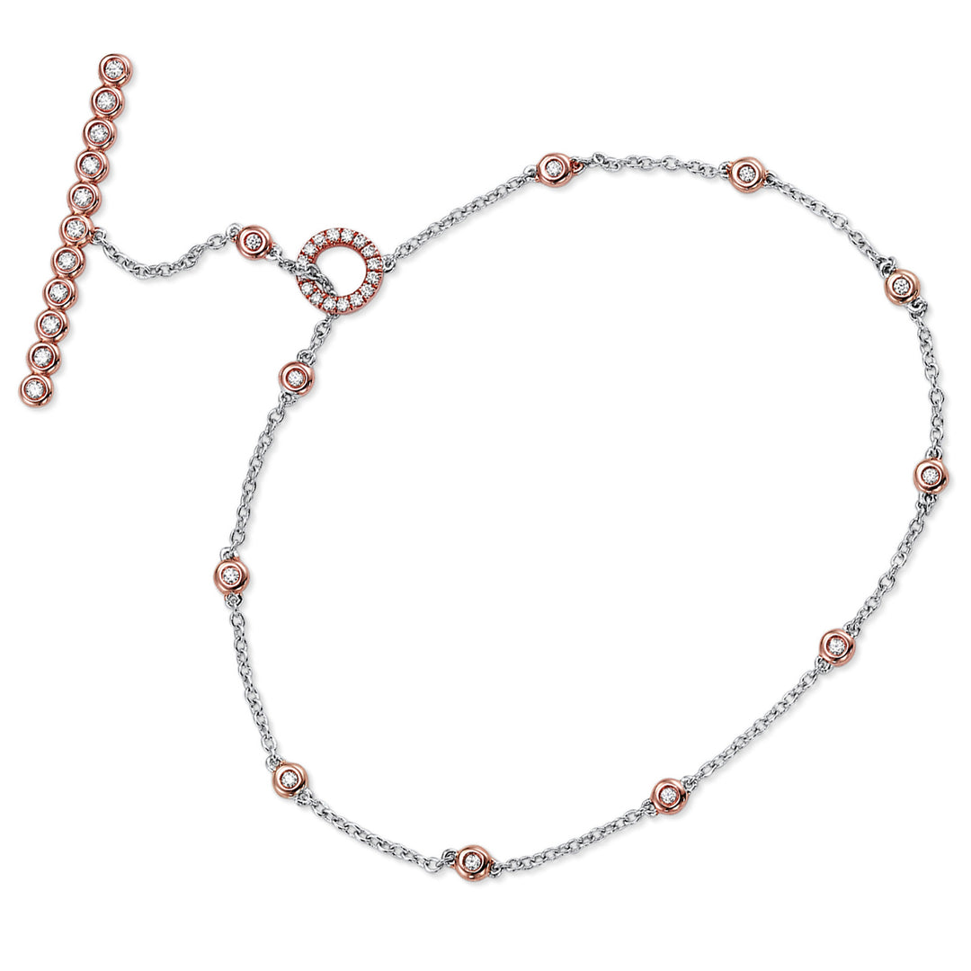 14Kt White Rose Gold Diamond 1/5Ctw Bracelet