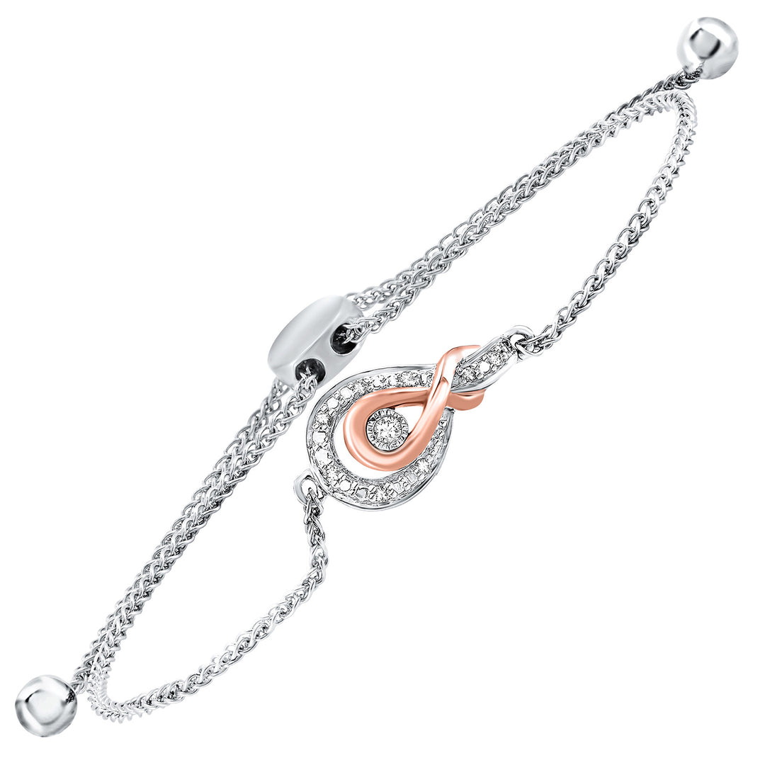 Gold Silver White Rose Diamond 1/20Ctw Bracelet