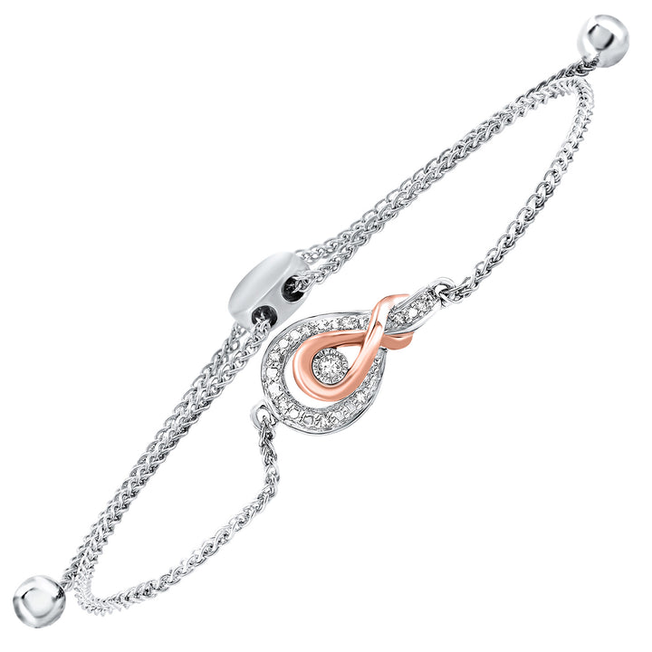 Gold Silver White Rose Diamond 1/20Ctw Bracelet