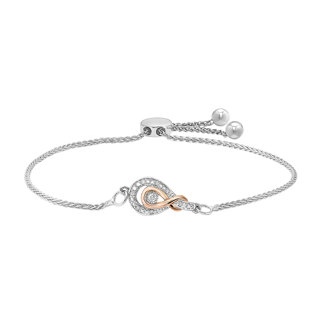 Gold Silver White Rose Diamond 1/20Ctw Bracelet