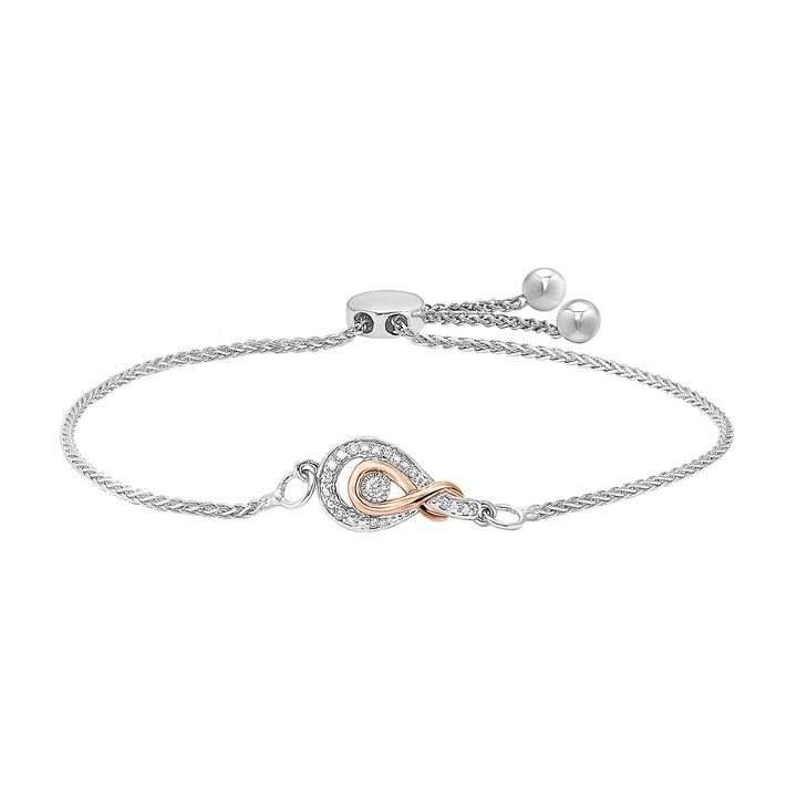 Gold Silver White Rose Diamond 1/20Ctw Bracelet