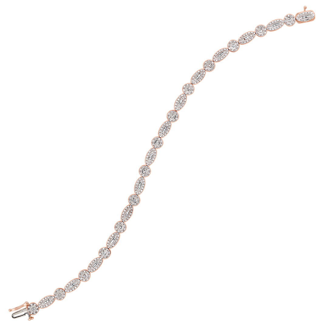 14Kt Rose Gold Diamond 1Ctw Bracelet