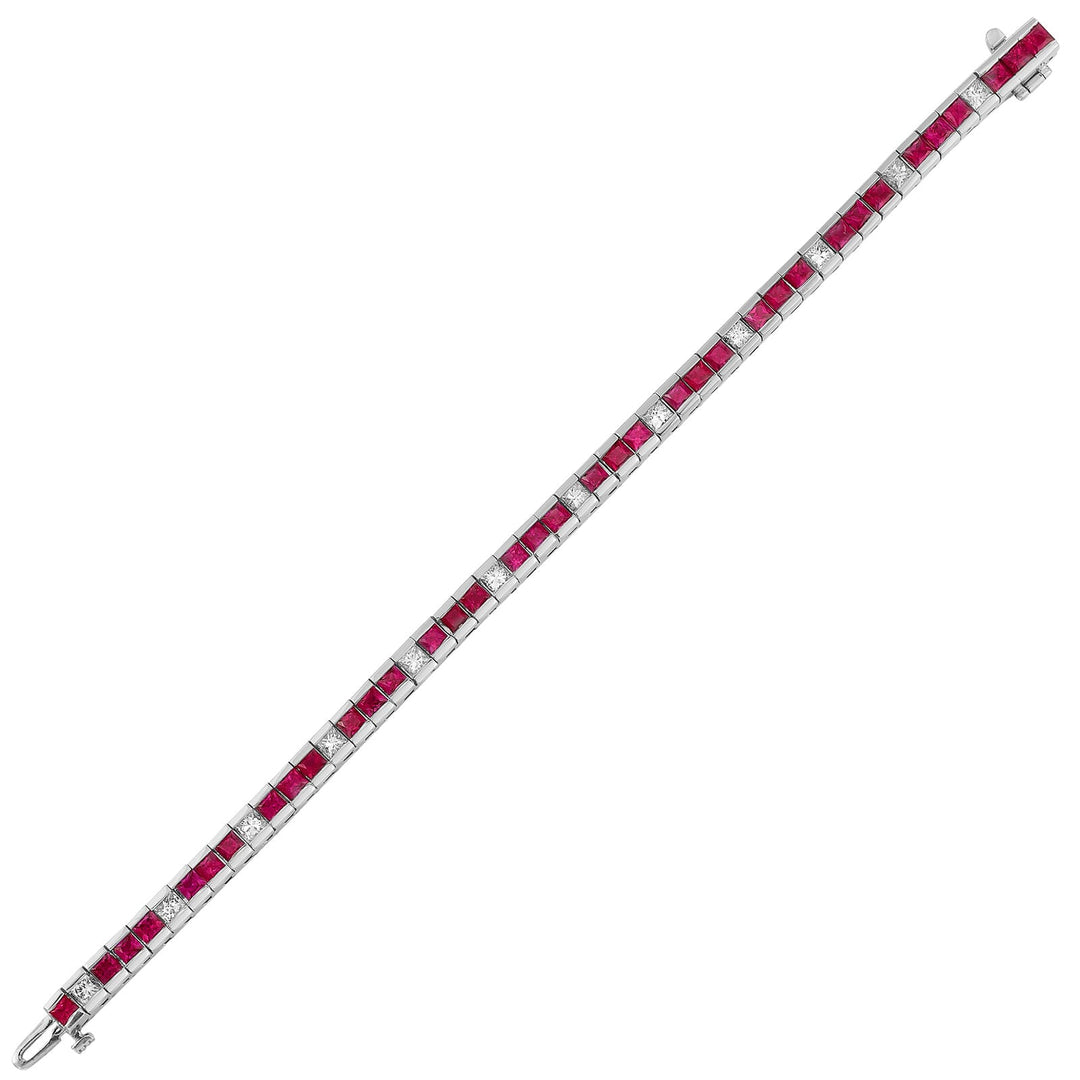 14Kt White Gold Diamond 2 1/8Ctw & Ruby 7 7/8Ctw Bracelet