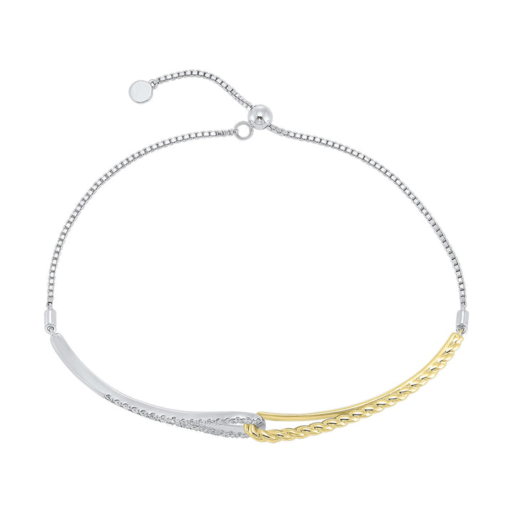 14Kt White Yellow Gold Diamond 1/4Ctw Bracelet