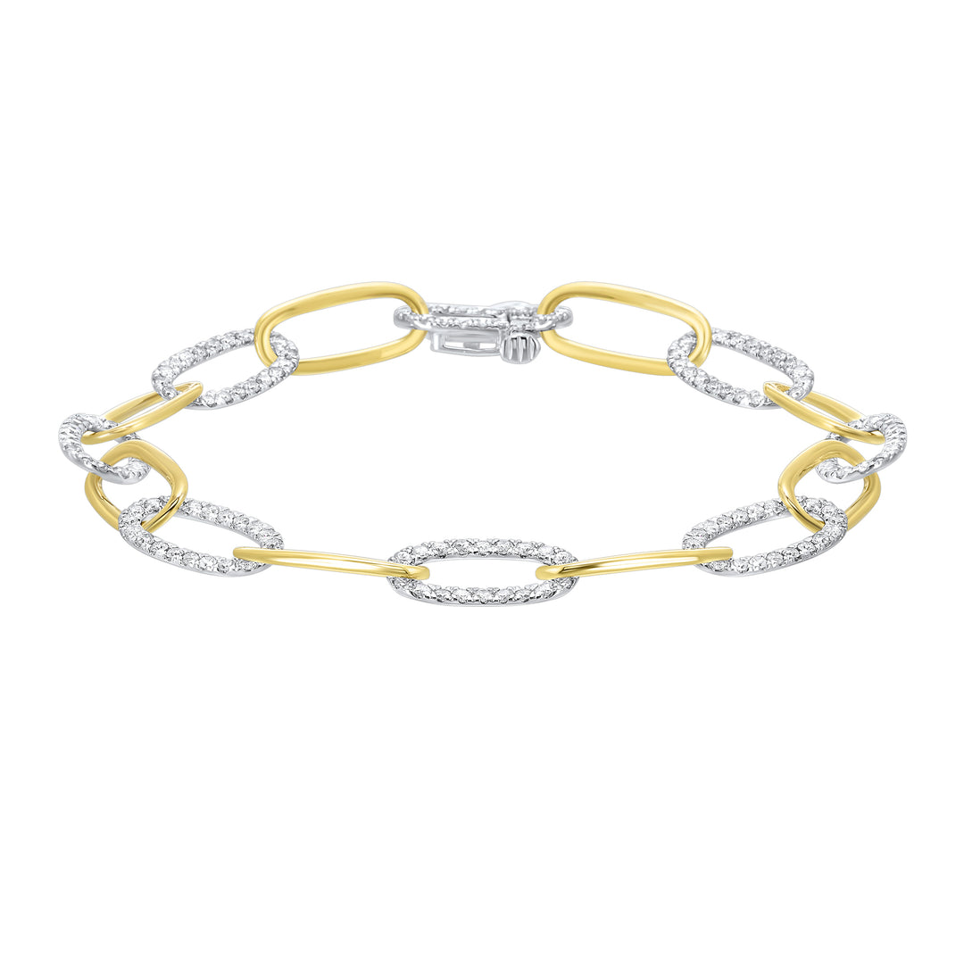 14Kt White Yellow Gold Diamond 1 1/2Ctw Bracelet