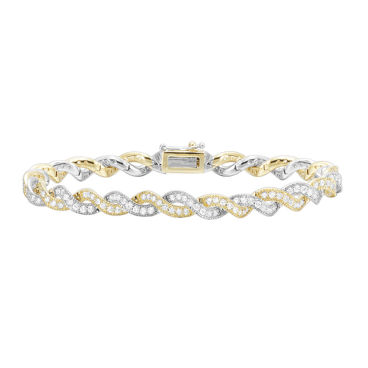 14Kt White Yellow Gold Diamond 3Ctw Bracelet