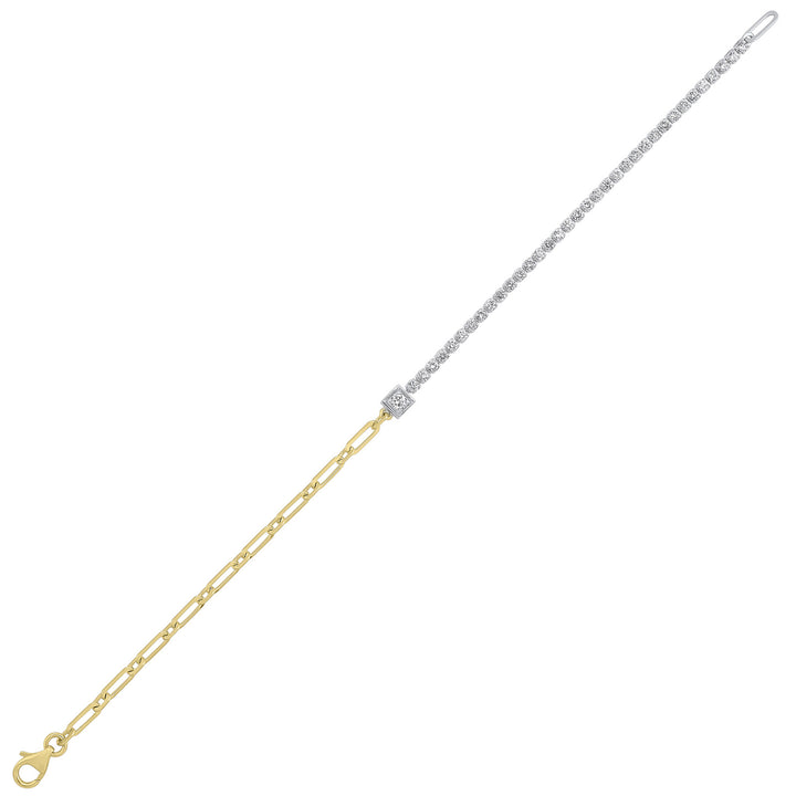 14Kt White Yellow Gold Diamond 1Ctw Bracelet