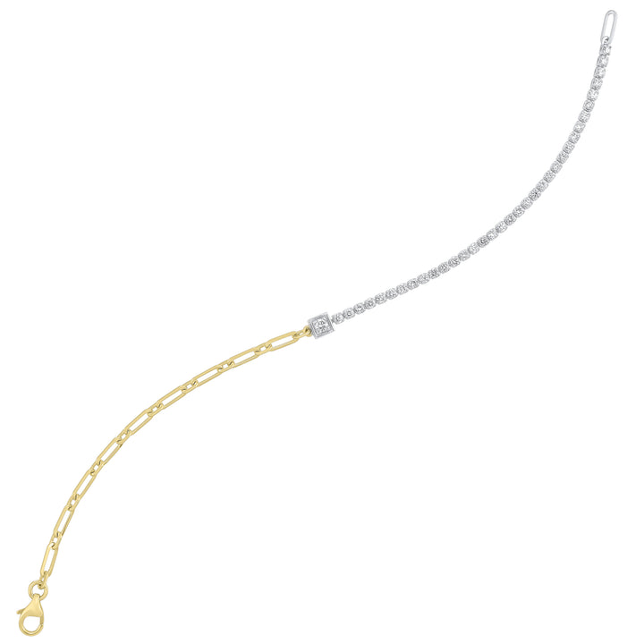 14Kt White Yellow Gold Diamond 1Ctw Bracelet