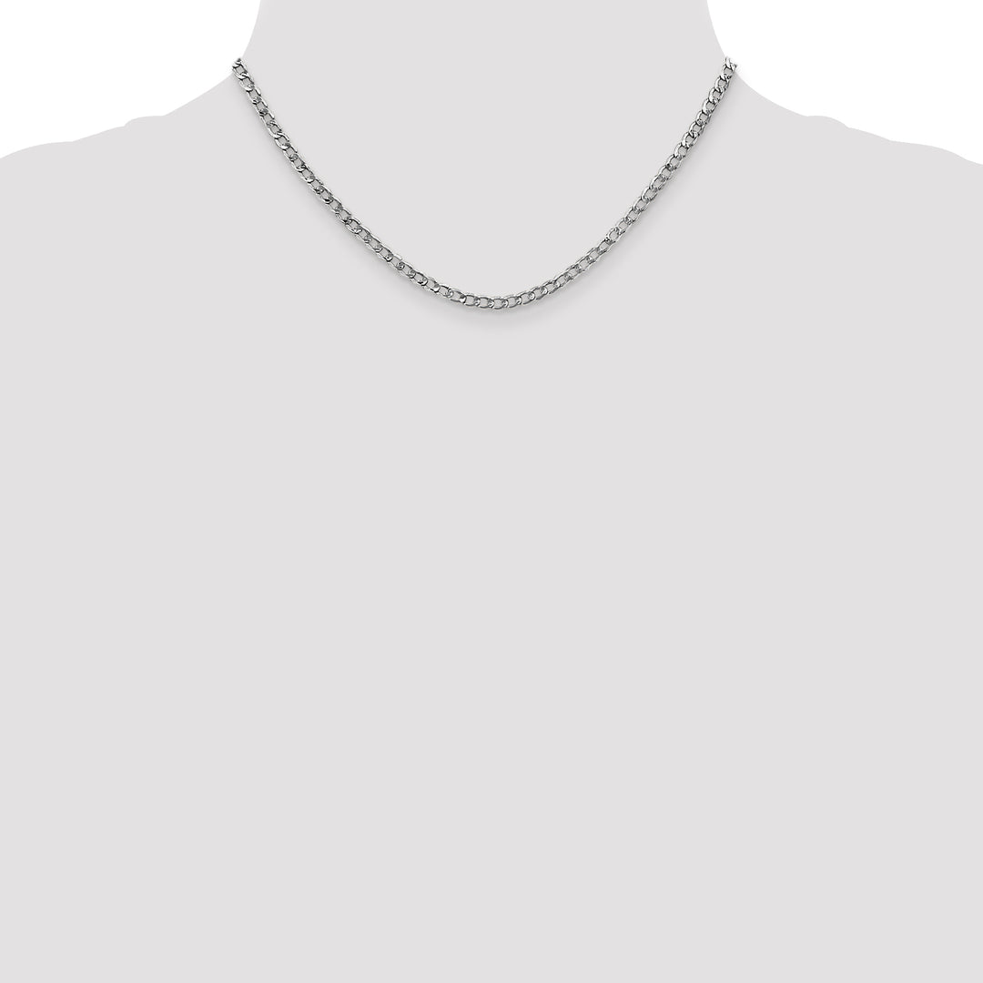 14k White Gold 3.35mm Semi-Solid Curb Chain