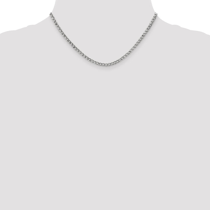 14k White Gold 3.35mm Semi-Solid Curb Chain