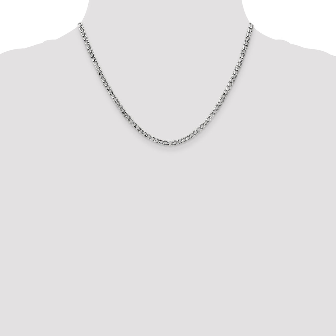 14k White Gold 3.35mm Semi-Solid Curb Chain