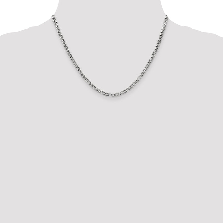 14k White Gold 3.35mm Semi-Solid Curb Chain