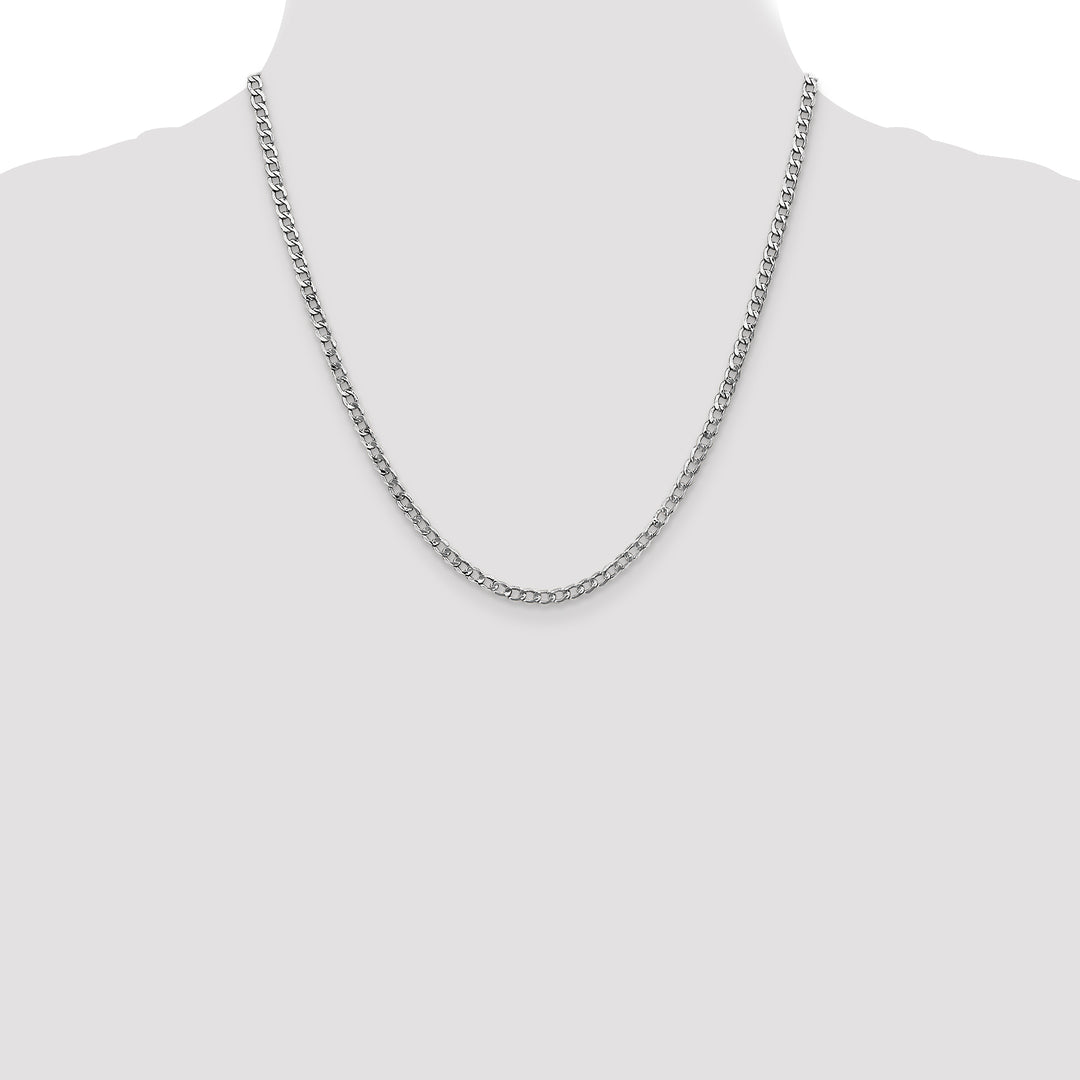 14k White Gold 3.35mm Semi-Solid Curb Chain