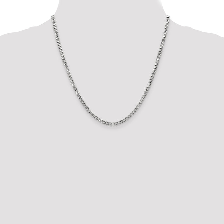 14k White Gold 3.35mm Semi-Solid Curb Chain