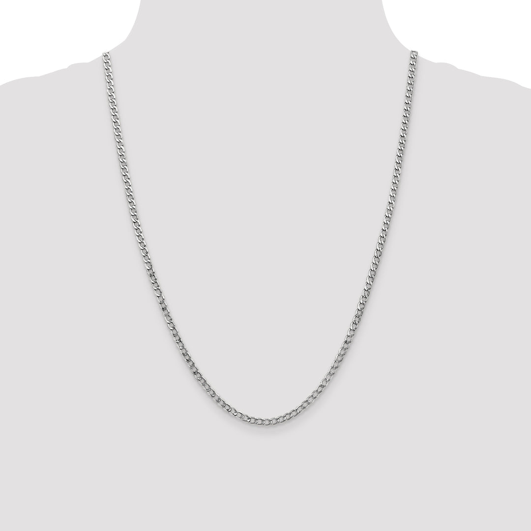 14k White Gold 3.35mm Semi-Solid Curb Chain