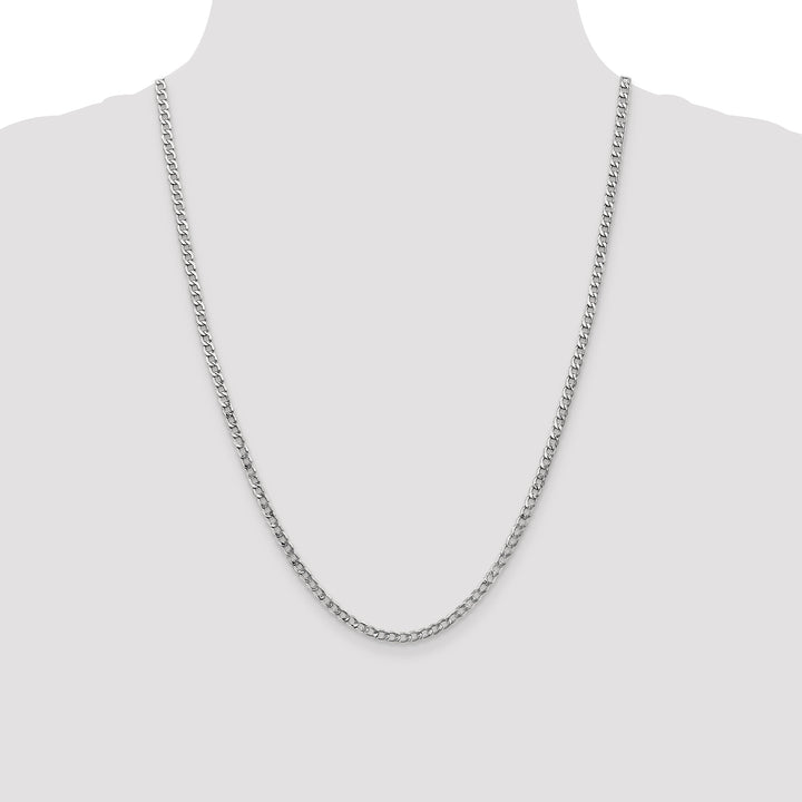 14k White Gold 3.35mm Semi-Solid Curb Chain