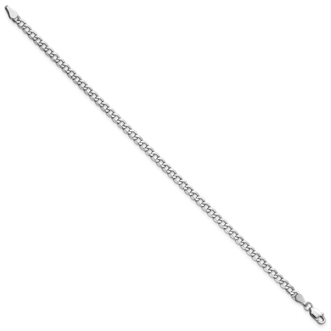 14k White Gold 3.35mm Semi-Solid Curb Chain