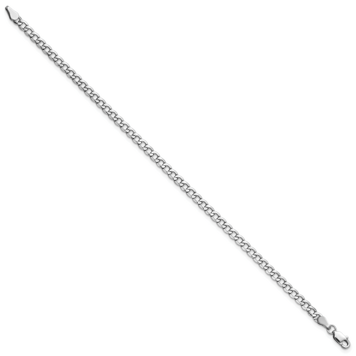 14k White Gold 3.35mm Semi-Solid Curb Chain