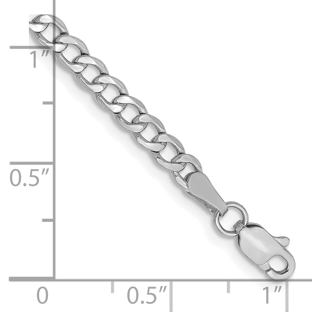 14k White Gold 3.35mm Semi-Solid Curb Chain