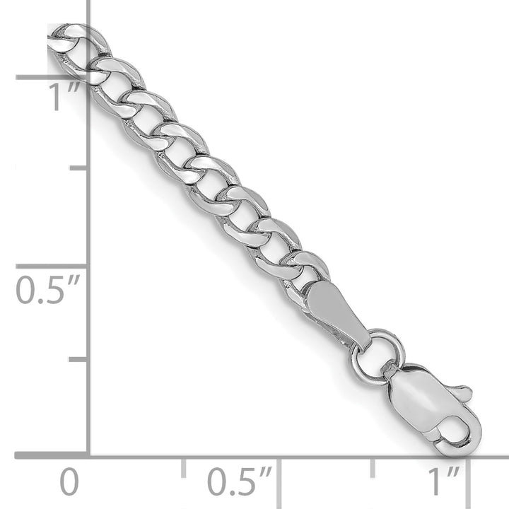 14k White Gold 3.35mm Semi-Solid Curb Chain
