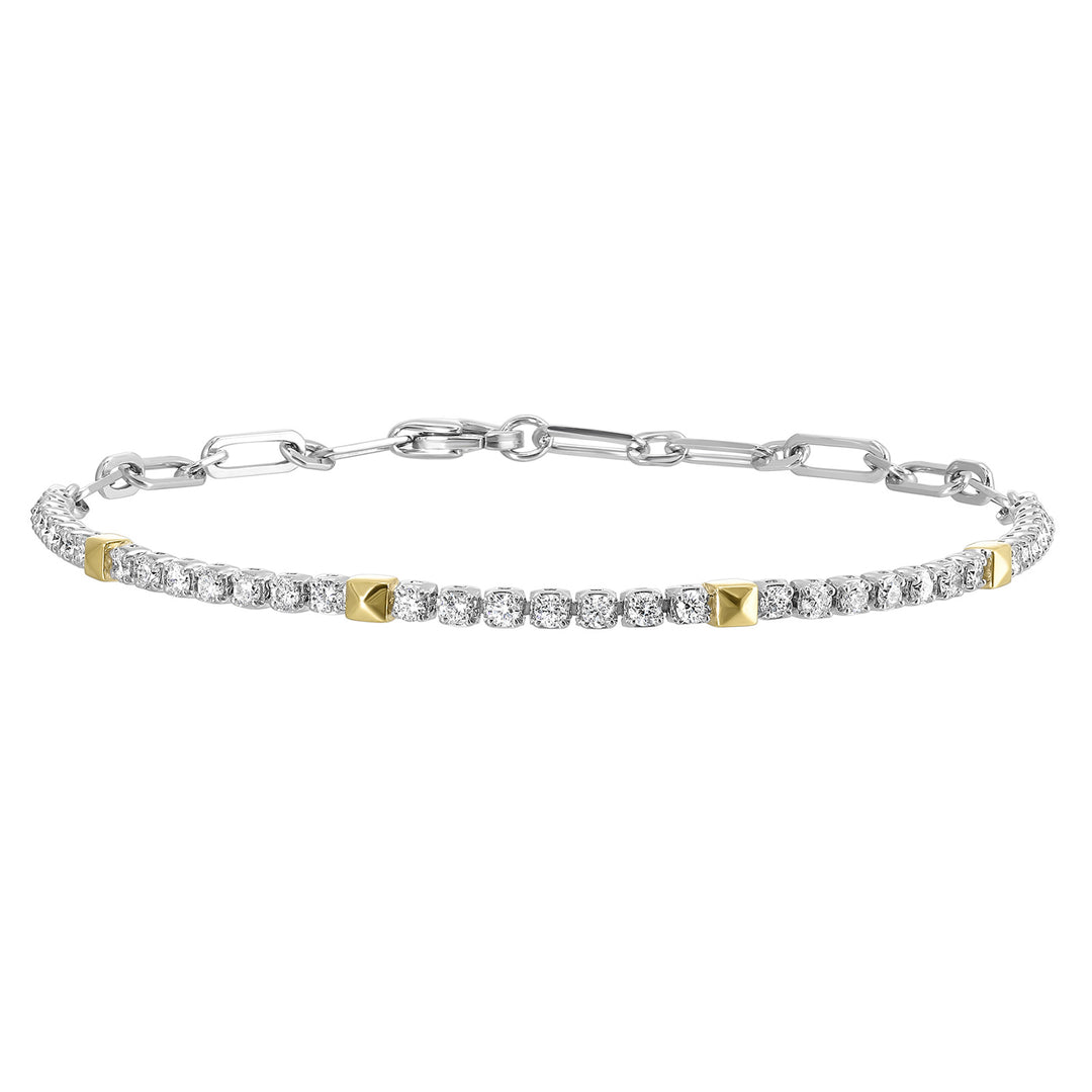 14Kt White Yellow Gold Diamond 3/4Ctw Bracelet