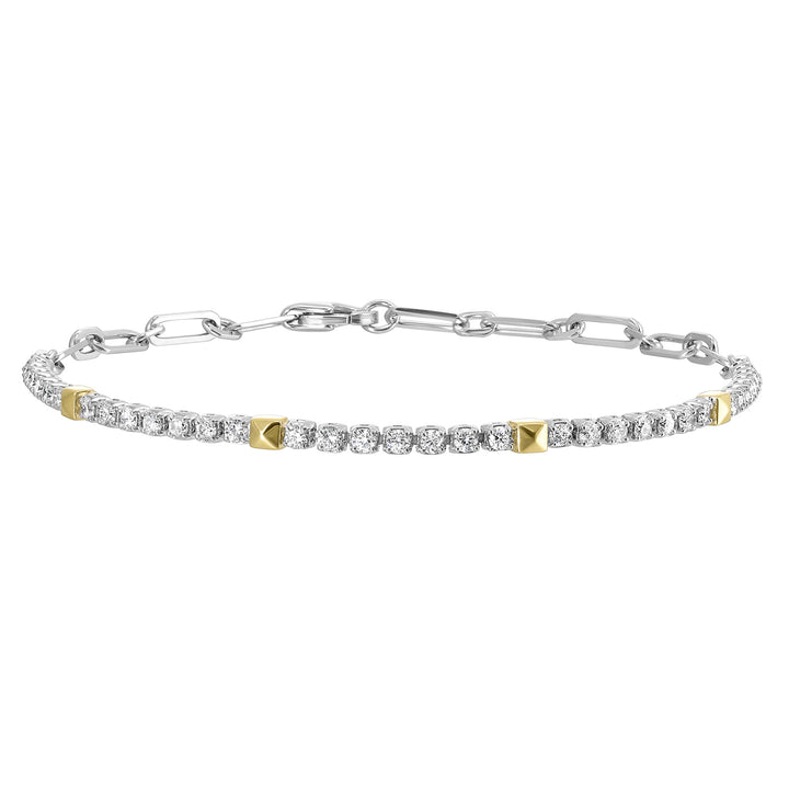 14Kt White Yellow Gold Diamond 3/4Ctw Bracelet