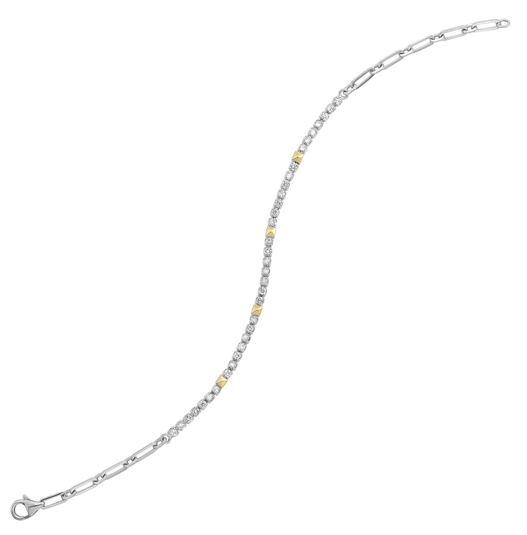 14Kt White Yellow Gold Diamond 3/4Ctw Bracelet