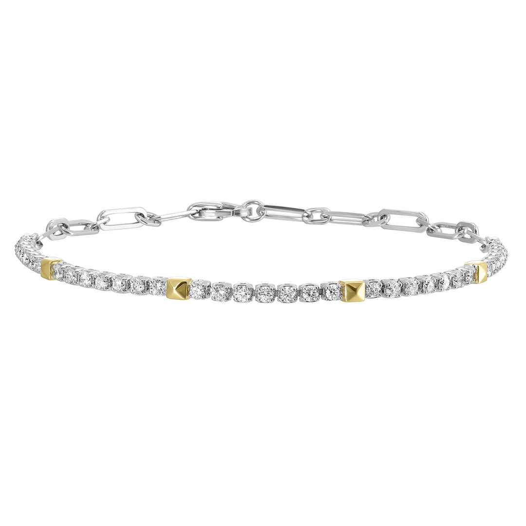14Kt White Yellow Gold Diamond 3/4Ctw Bracelet