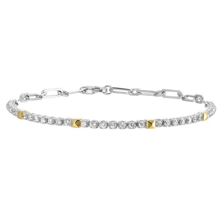 14Kt White Yellow Gold Diamond 3/4Ctw Bracelet