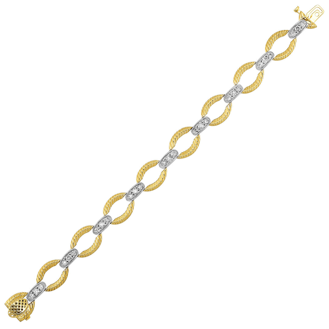 14Kt White Yellow Gold Diamond 2Ctw Bracelet