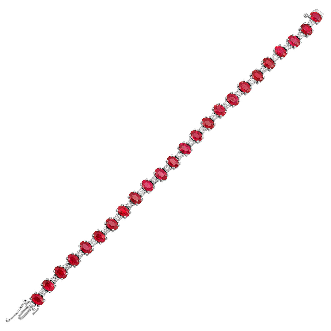 14Kt White Gold Diamond 1 5/8Ctw & Ruby 13 1/3Ctw Bracelet