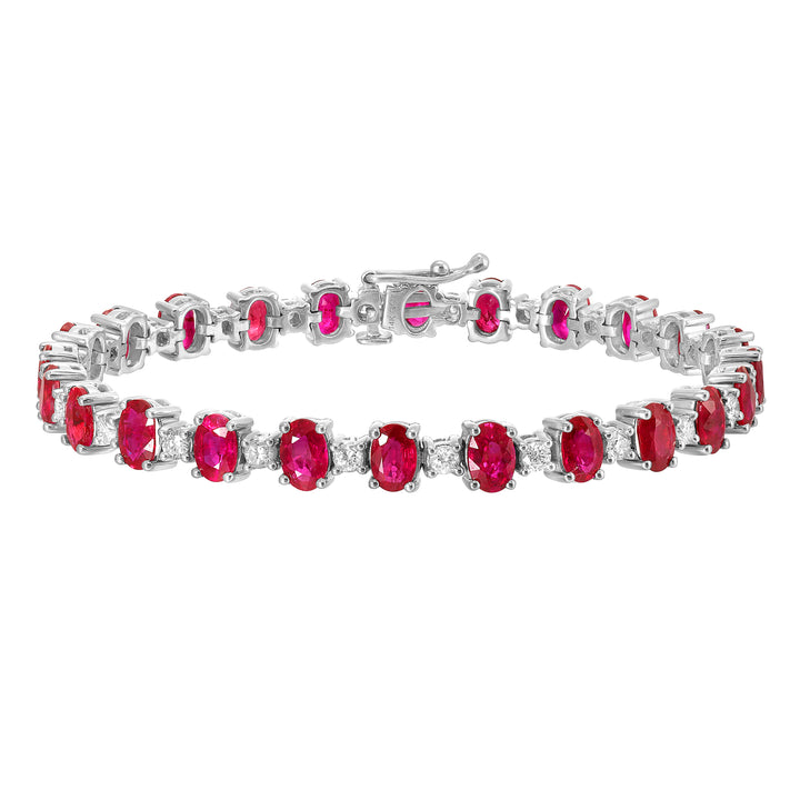 14Kt White Gold Diamond 1 5/8Ctw & Ruby 13 1/3Ctw Bracelet